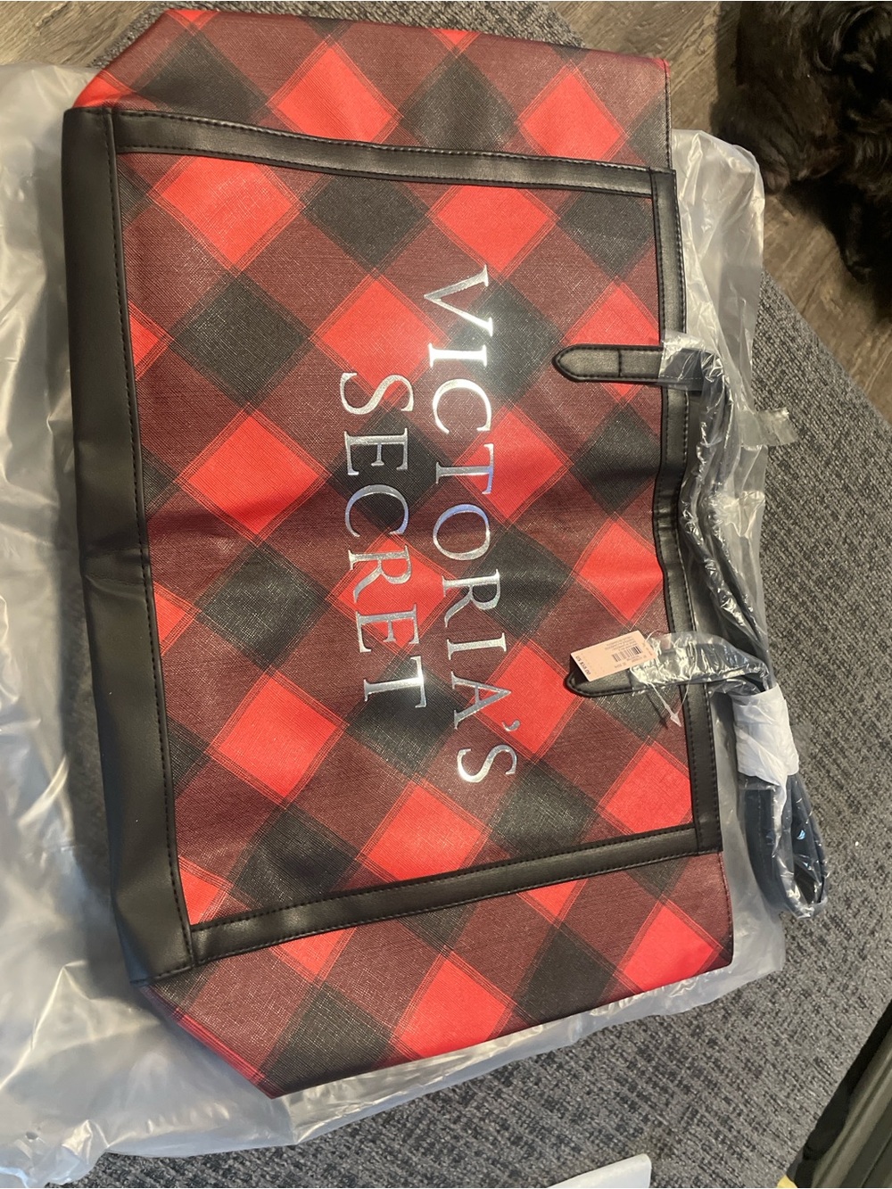 Victoria's Secret Red and Black Plaid Tote